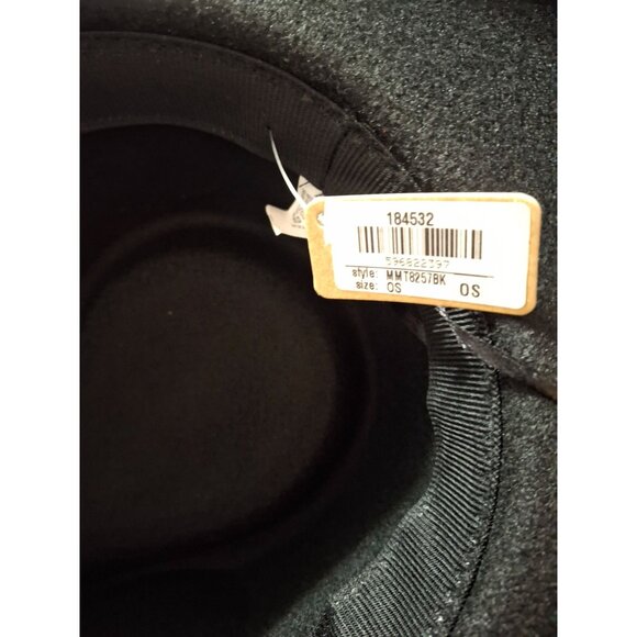 Wide-Brim Black Wool Fedora With Geometric Band One Size - Picture 7 of 8